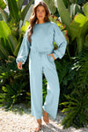 Chic Women's Soft Fabric Drop Shoulder Pullover & Wide Leg Pant Set – Stylish, Comfortable, Versatile Loungewear Outfit