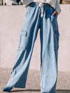 Cargo Blue Wide Leg Drawstring Jeans with High Waist