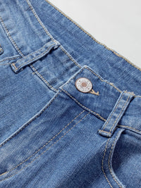 Casual Floral Patchwork Rolled Hem Denim Shorts