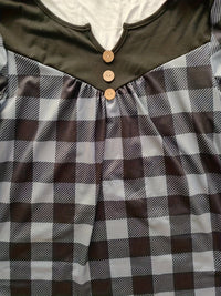 Casual Plaid Print Notch Neck Long Sleeve Button T-Shirt