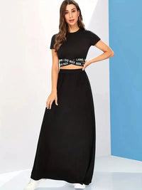 Casual Pleated Pockets High Waist Loose Maxi Dress