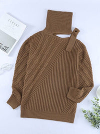 Casual Ribbed Button Decor Asymmetrical Hem Long Sleeve T-Shirt