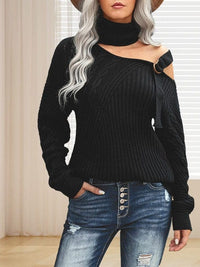 Casual Ribbed Button Decor Asymmetrical Hem Long Sleeve T-Shirt