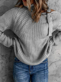 Casual Ribbed Button Decor Asymmetrical Hem Long Sleeve T-Shirt