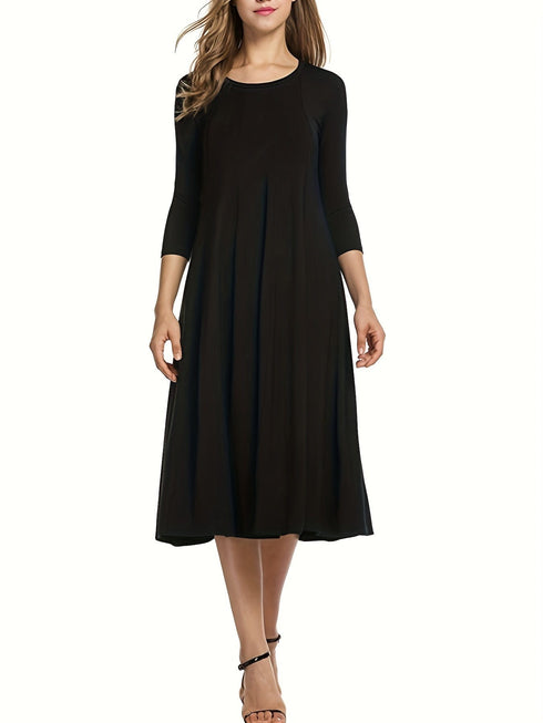 3/4 Sleeve A-line Dress