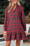 Stylish Women's Red Plaid Mini Dress - Casual Fit with Trendy Details for Effortless Everyday Style