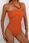 Stylish Women's Asymmetric Twisted One-Piece Swimsuit with Adjustable Straps - Ideal for Beach and Pool Days