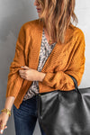 Women's Oversized Khaki Chunky Knit Cardigan with Long Sleeves - Cozy Casual Chic Layering Essential