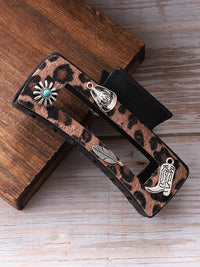 Leopard Print Square Hair Clip with Western Flair