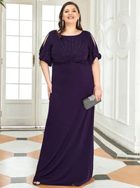 Chic A-Line Burgundy and Navy Blue Wedding Guest Dress with Silver Embellishments