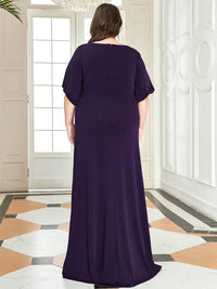Chic A-Line Burgundy and Navy Blue Wedding Guest Dress with Silver Embellishments