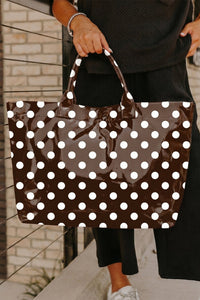 Chic Black Polka Dot Vinyl Tote Bag for Women - Stylish, Versatile Design Perfect for Daily Use and Fashionable Outings