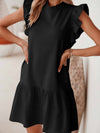 Chic Black Ruffle Sleeve Mini Shift Dress