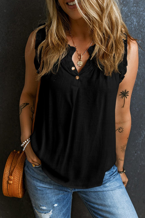 Tops Solid Shirt Loose V-Neck Pullover Sleeveless Tank Top