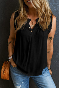 Tops Solid Shirt Loose V-Neck Pullover Sleeveless Tank Top