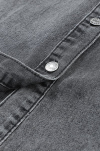 Chic Gray Denim Mini Dress with Button Detail