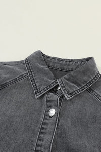 Chic Gray Denim Mini Dress with Button Detail