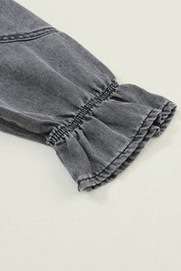 Chic Gray Denim Mini Dress with Button Detail