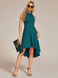 Chic Halterneck Knee-Length Wedding Guest Dress