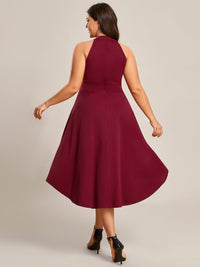 Chic Halterneck Knee-Length Wedding Guest Dress