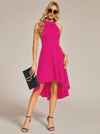 Chic Halterneck Knee-Length Wedding Guest Dress