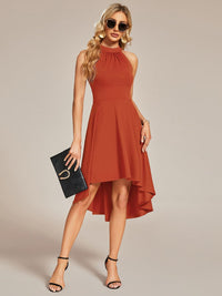 Chic Halterneck Knee-Length Wedding Guest Dress