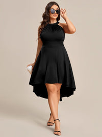 Chic Halterneck Knee-Length Wedding Guest Dress