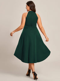 Chic Halterneck Knee-Length Wedding Guest Dress