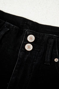 Women's Sophisticated Black Wide-Leg Jeans with Double-Button Waist, black, photo 9
