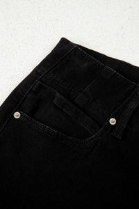Women's Sophisticated Black Wide-Leg Jeans with Double-Button Waist, black, photo 8
