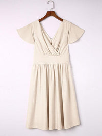 Chic Midi-Length Backless Dress with V-Neck and High Waist for Women