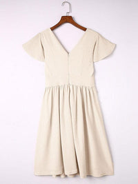 Chic Midi-Length Backless Dress with V-Neck and High Waist for Women