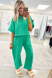 Mint Green Drop Shoulder Boxy Tee and Barrel Pants Set