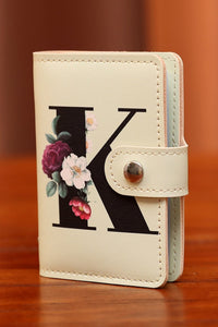 Women's Chic Oatmeal Floral Print Women's PU Leather Card Holder Bag - Stylish Everyday Accessory for Fashionable Women