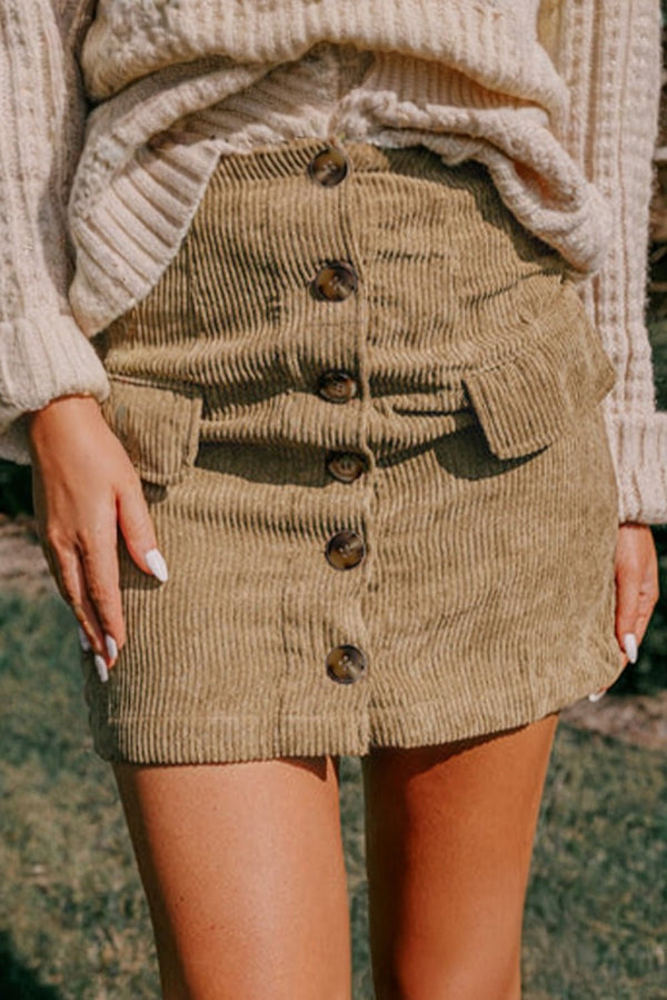 Chic Olive Green Women's Corduroy A-Line Mini Skirt - Stylish Casual Wear for Effortless Everyday Outfits