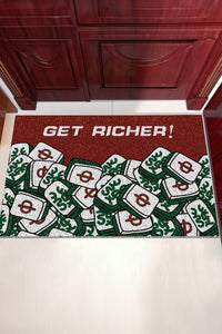 Women's "Chic Racing Red Mahjong Printed Door Mat for Women - Non-Slip, Durable Entryway Decor for a Stylish Home Touch"