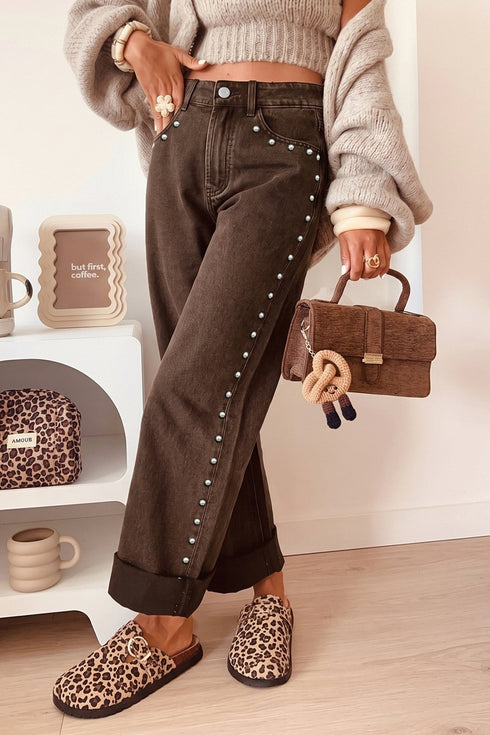Chic Women's High-Waisted Blue Denim Jeans - Comfortable Everyday Fit for, denim, front view