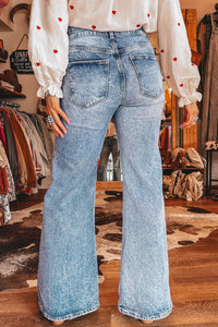 Chic Women's High-Waisted Blue Denim Jeans - Flattering Fit for Casual Everyday, denim, photo 6