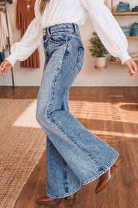 Chic Women's High-Waisted Blue Denim Jeans - Flattering Fit for Casual Everyday, denim, photo 3