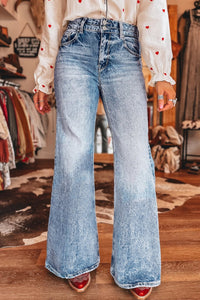 Chic Women's High-Waisted Blue Denim Jeans - Flattering Fit for Casual Everyday, denim, photo 4