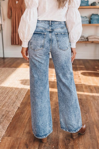 Chic Women's High-Waisted Blue Denim Jeans - Flattering Fit for Casual Everyday, denim, photo 2