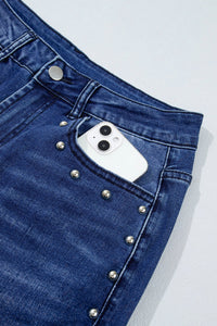 Chic Women's High-Waisted Blue Jeans - Slim Fit for Effortless Casual Elegance, blue, photo 9