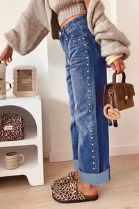 Chic Women's High-Waisted Blue Jeans - Slim Fit for Effortless Casual Elegance, blue, photo 2