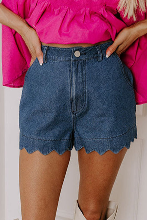 Chic Women's High-Waisted Denim Shorts in Classic Blue - Ideal for Summer Casual Looks and Comfortable Fit