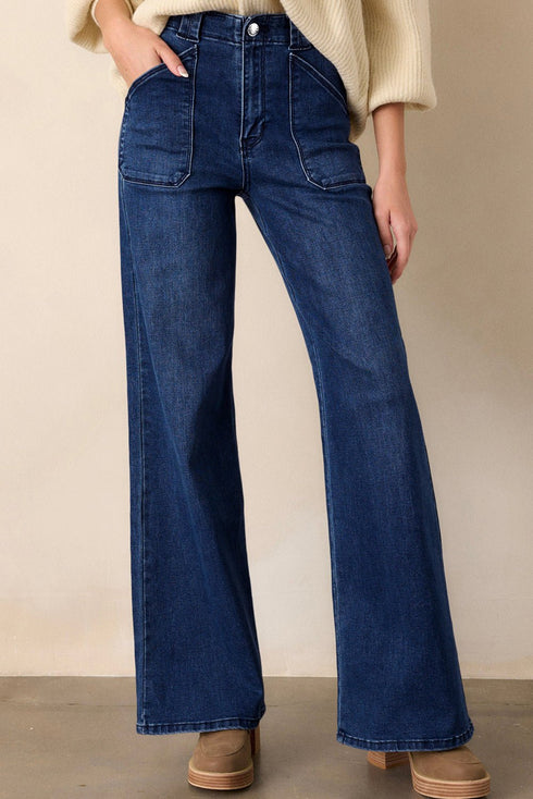 Women's Chic Women's Mid-Rise Straight Leg Jeans in Dirty Blue for Effortless Everyday Style and All-Day Comfort