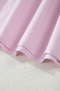 Pink Raw Seam Color Block Patchwork Button Polo Collar Mini Dress
