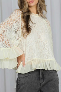 White Lace Bell Sleeve Top