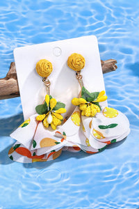 Women's Chic Yellow Boho Floral Raffia Earrings for Women – Ideal Accessory for Summer Vacations and Stylish Outfits