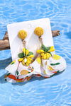 Chic Yellow Boho Floral Raffia Earrings for Women – Ideal Accessory for Summer Vacations and Stylish Outfits