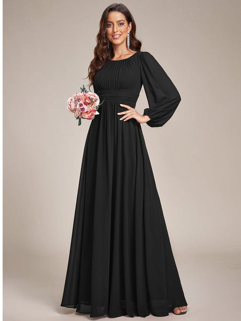 Shop Chiffon High Empire Waist Puff Sleeve Mother Dress